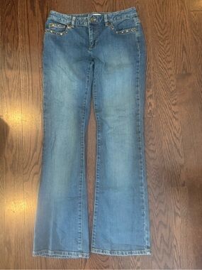 Michael Kors Studded Pocket Bootcut Jeans Size 6 Medium Wash Stretch Denim